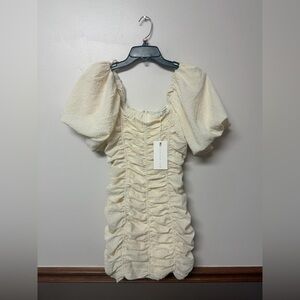 Endless Rose Cream Ruched Off-Shoulder Mini Dress NWT Size S